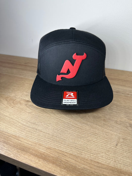 Devils Black 7 Panel Trucker Snapback