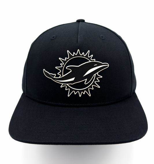 Dolphins Black on White Twill SnapBack