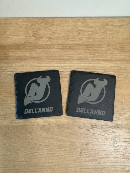 Devils Custom Name Slate Coaster Set