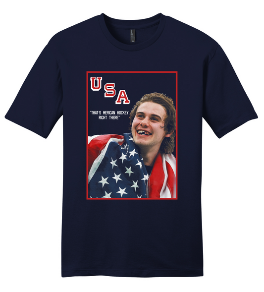 Jack Hughes - That's Merican Hockey USA GOLD MEDAL TEE/HOODIE
